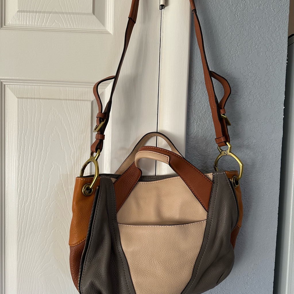 Oryany Brown And Cream Leather Shoulder Bag